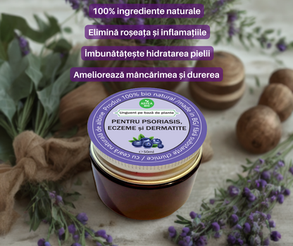 Unguent pe bază de plante împotriva eczemei, dermatitei și psoriazisului